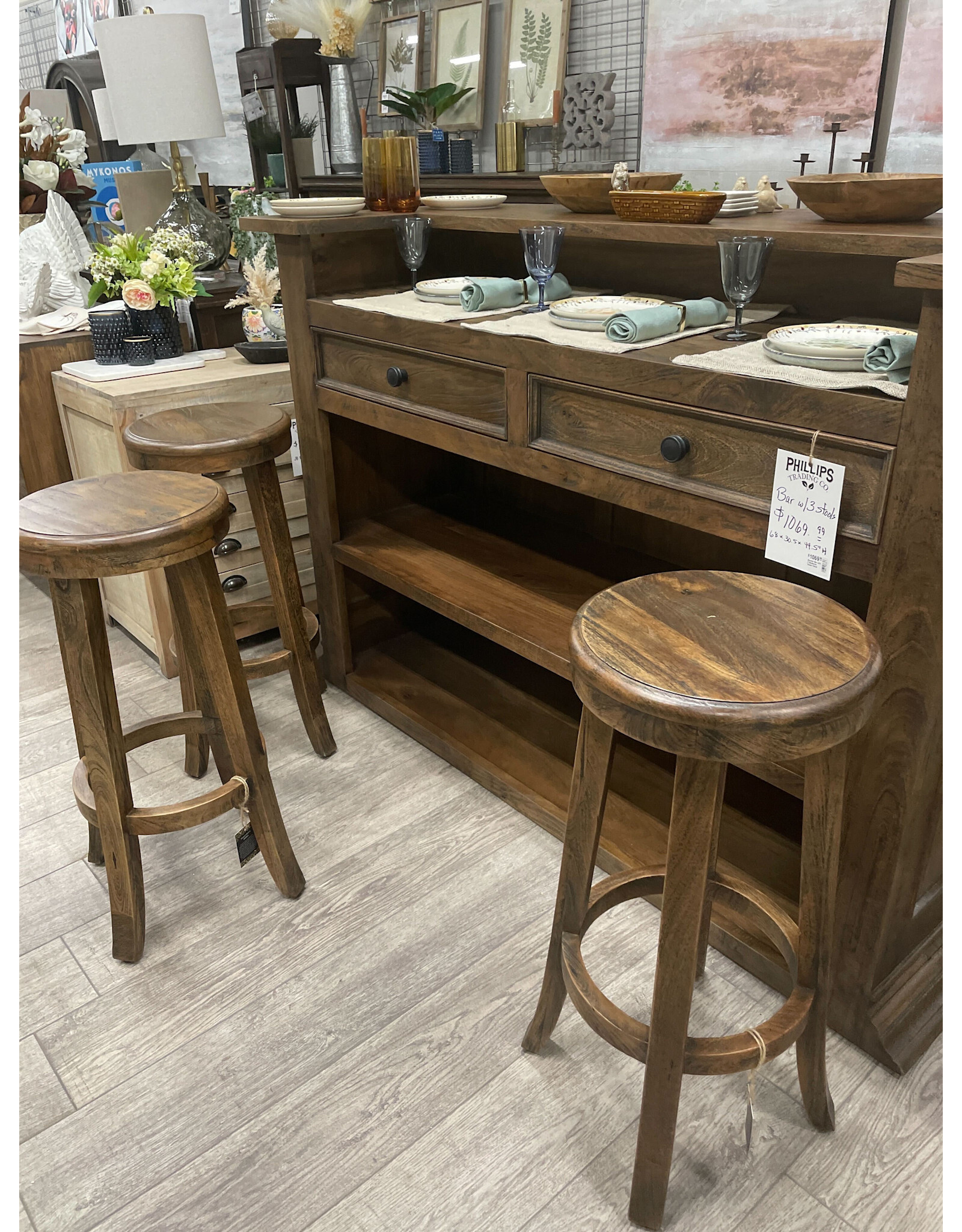 Kendall Bar with 3 Barstools Desert Sand