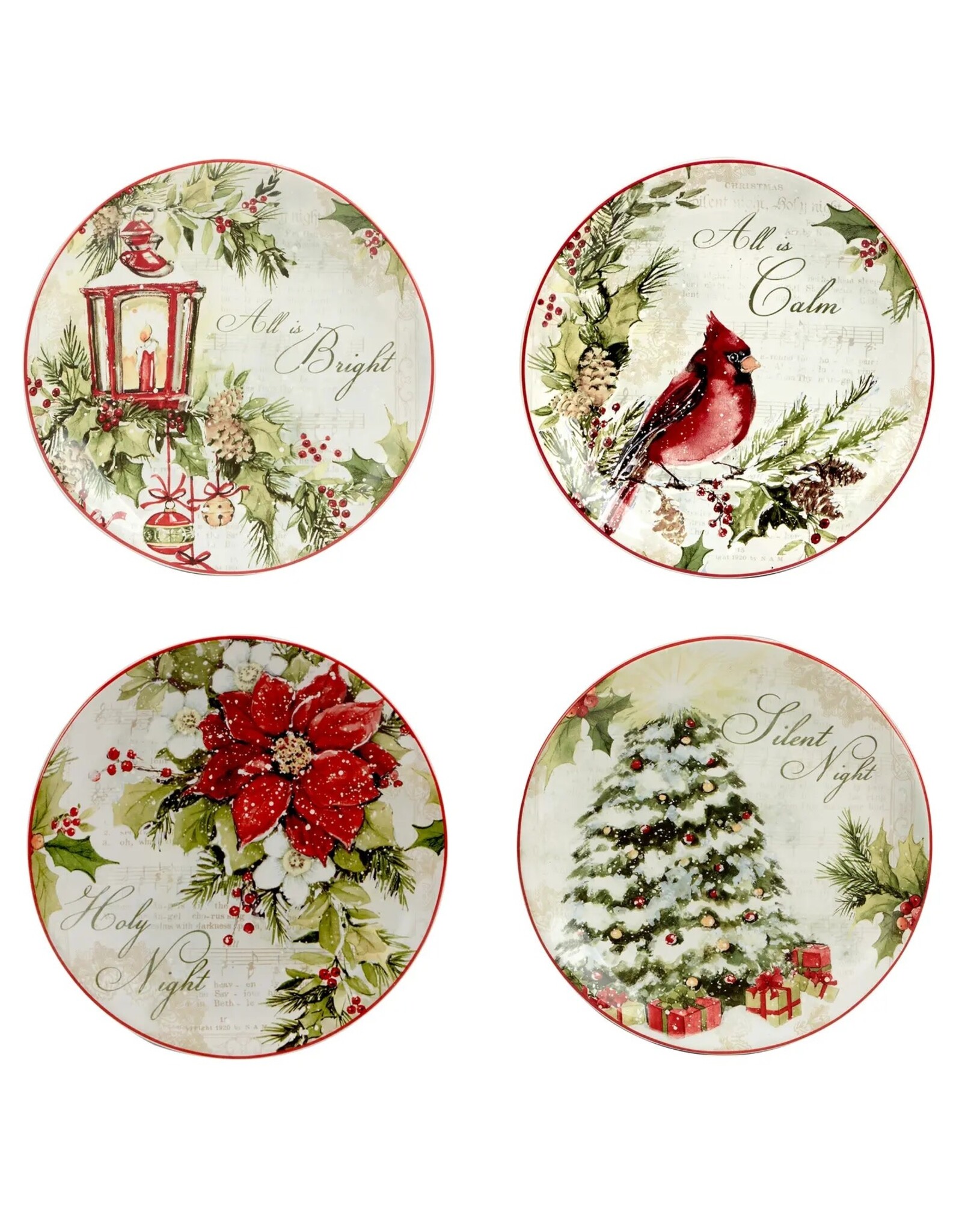 Silent Night Christmas Dessert Plate 9in  4 styles. 28971