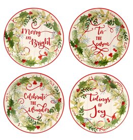 Winter Greens Christmas Dessert Plate 9in 4 styles 31846
