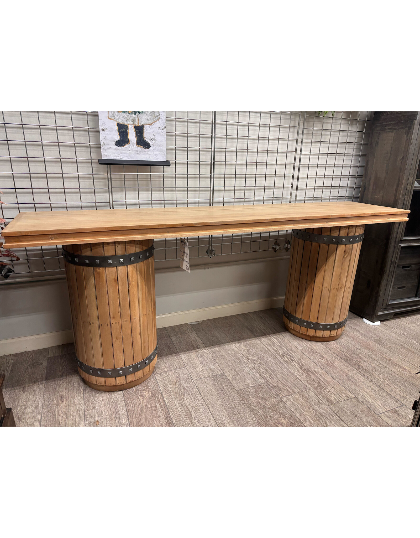 TAB373 Manchester Console Table 2Barrel Legs 85.8x19.6x34.2"H
