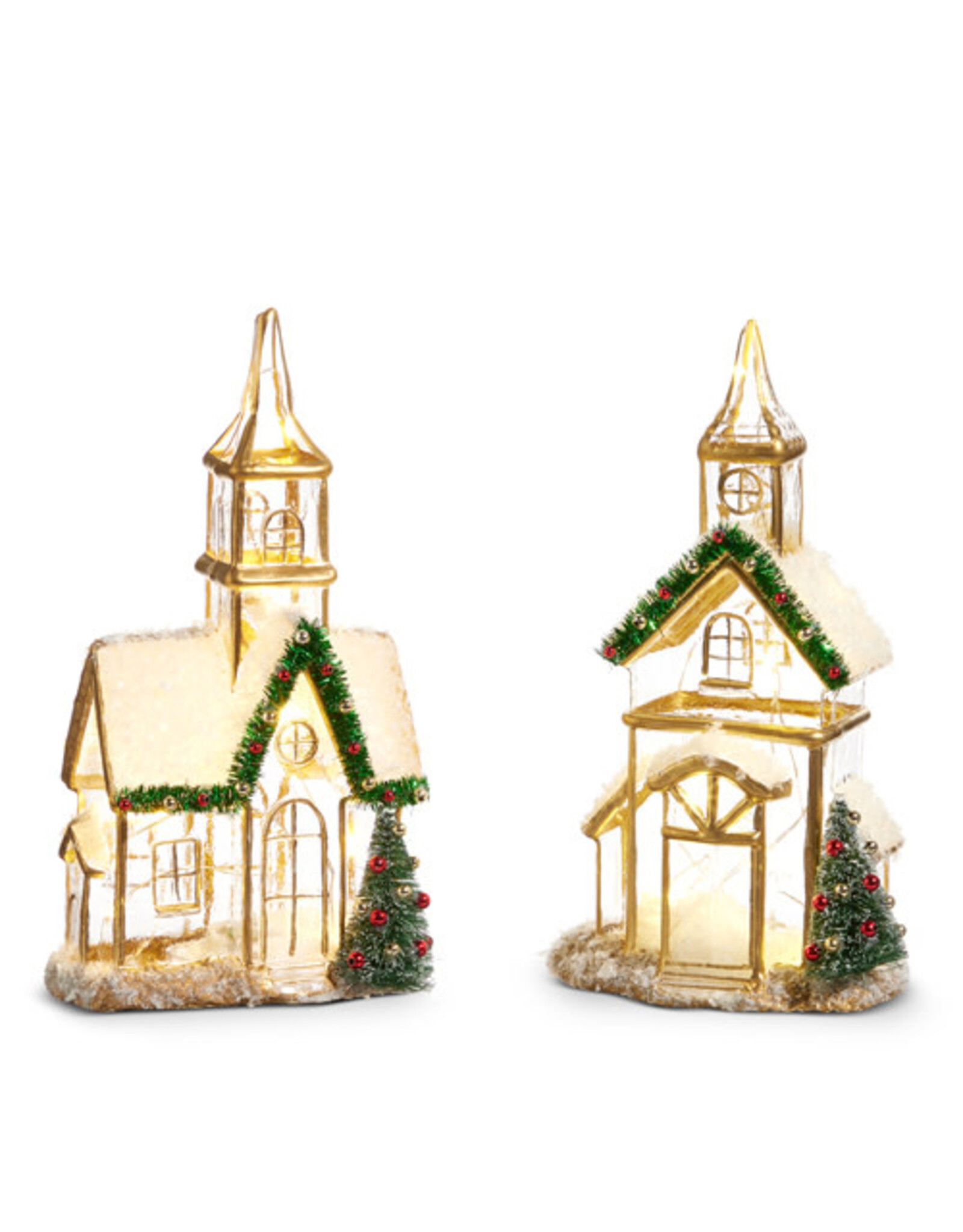 9" Lighted Gold Church 2 styles, each  4424591