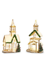 9" Lighted Gold Church 2 styles, each  4424591