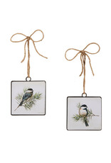 4" Chickadee on Branch Square Ornament  2 styles, each 4536551
