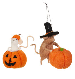 6" Felt Mouse with Pumpkins 2 styles , each  4539051