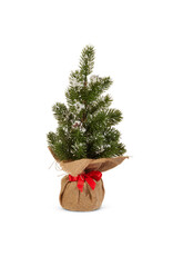 13" Snowy Pine Tree in Burlap Bag 4542076