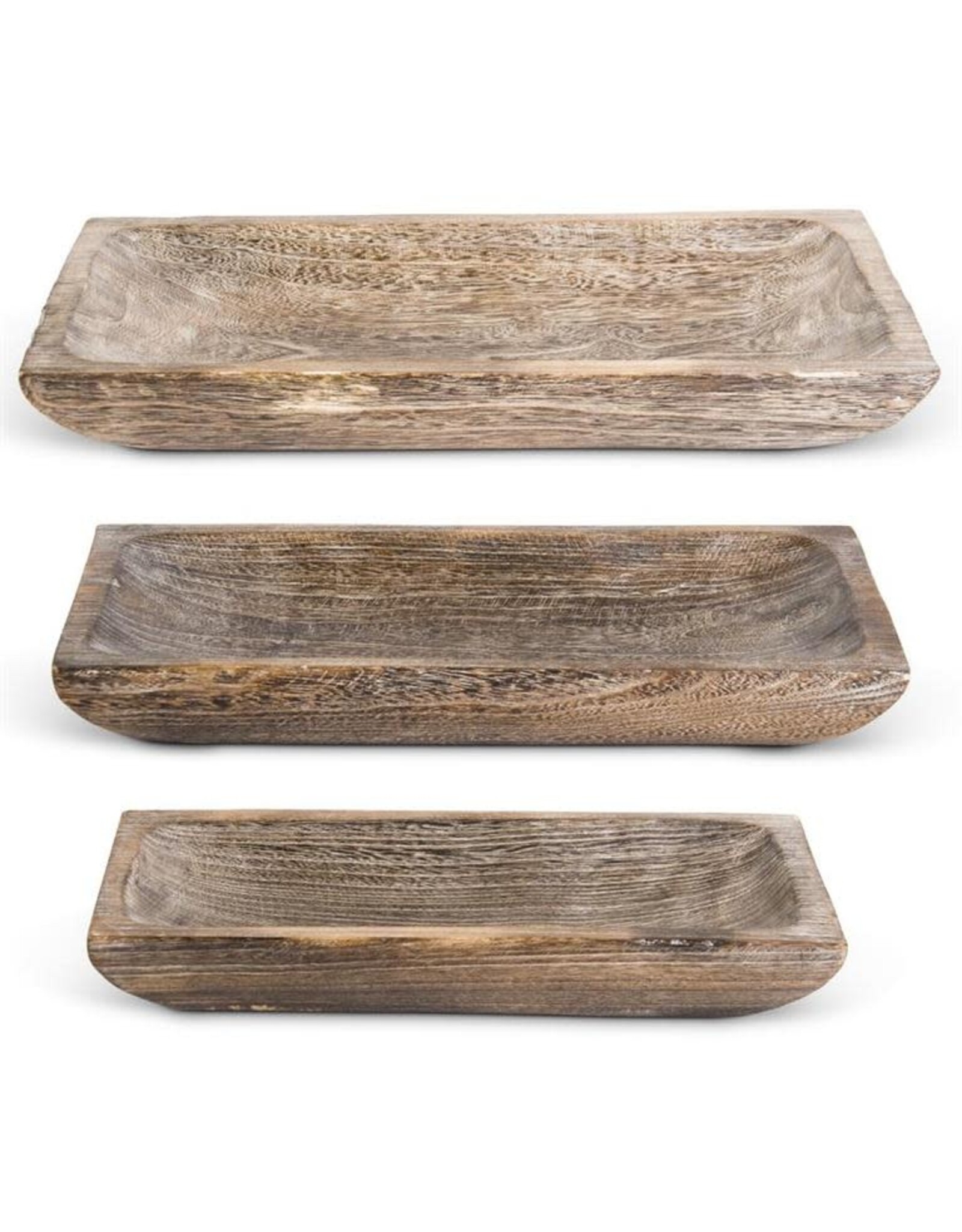 Carved Rectangle Wood Tray 16517A