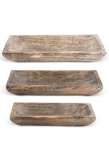 Carved Rectangle Wood Tray 16517A