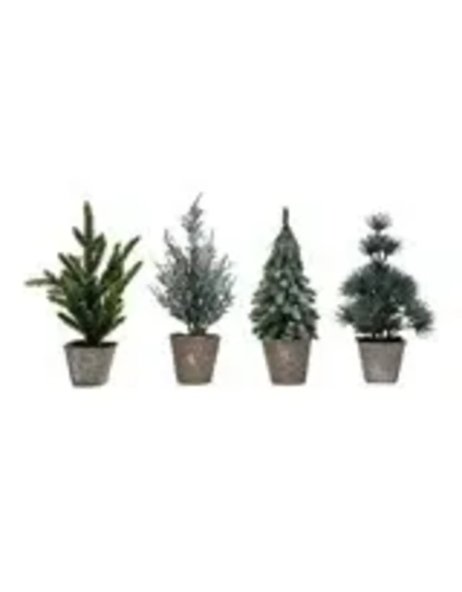 Faux Evergreen Tree in Paper Pot, Snow/Frost Finish, 4 Styles , each XS6411A