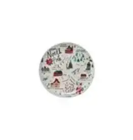 11" Round Stoneware Plate with North Pole Scene,XS7650