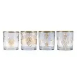 Hand-Painted Etched Glass Votive Holder w/ Design, 4 Styles Each  XS7951A
