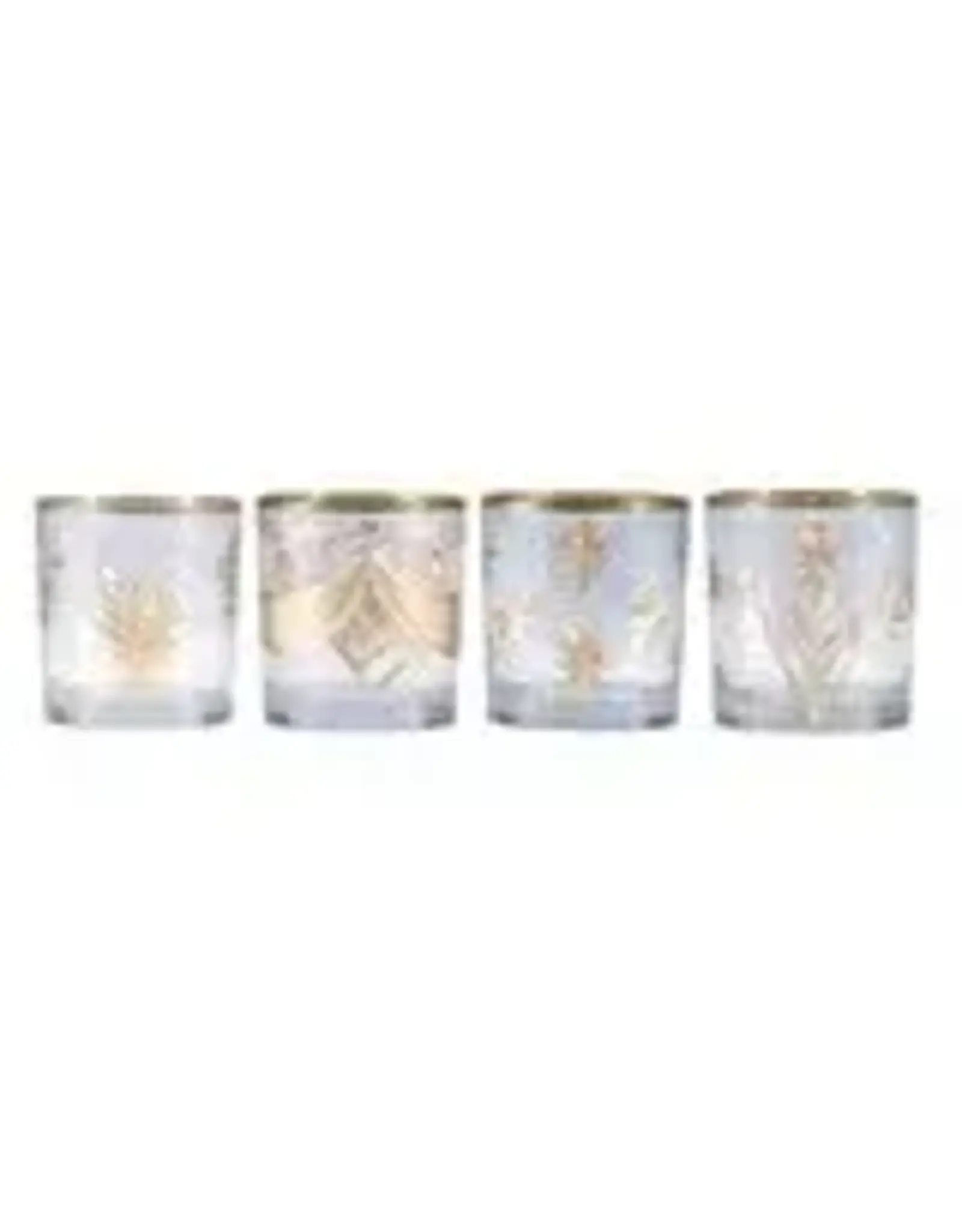 Hand-Painted Etched Glass Votive Holder w/ Design, 4 Styles Each  XS7951A