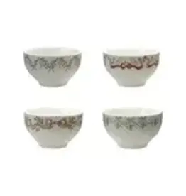4-1/2" Round x 2-3/4"H Stoneware Bowl with Bows, 4 Styles  each XS8493A