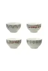 4-1/2" Round x 2-3/4"H Stoneware Bowl with Bows, 4 Styles  each XS8493A