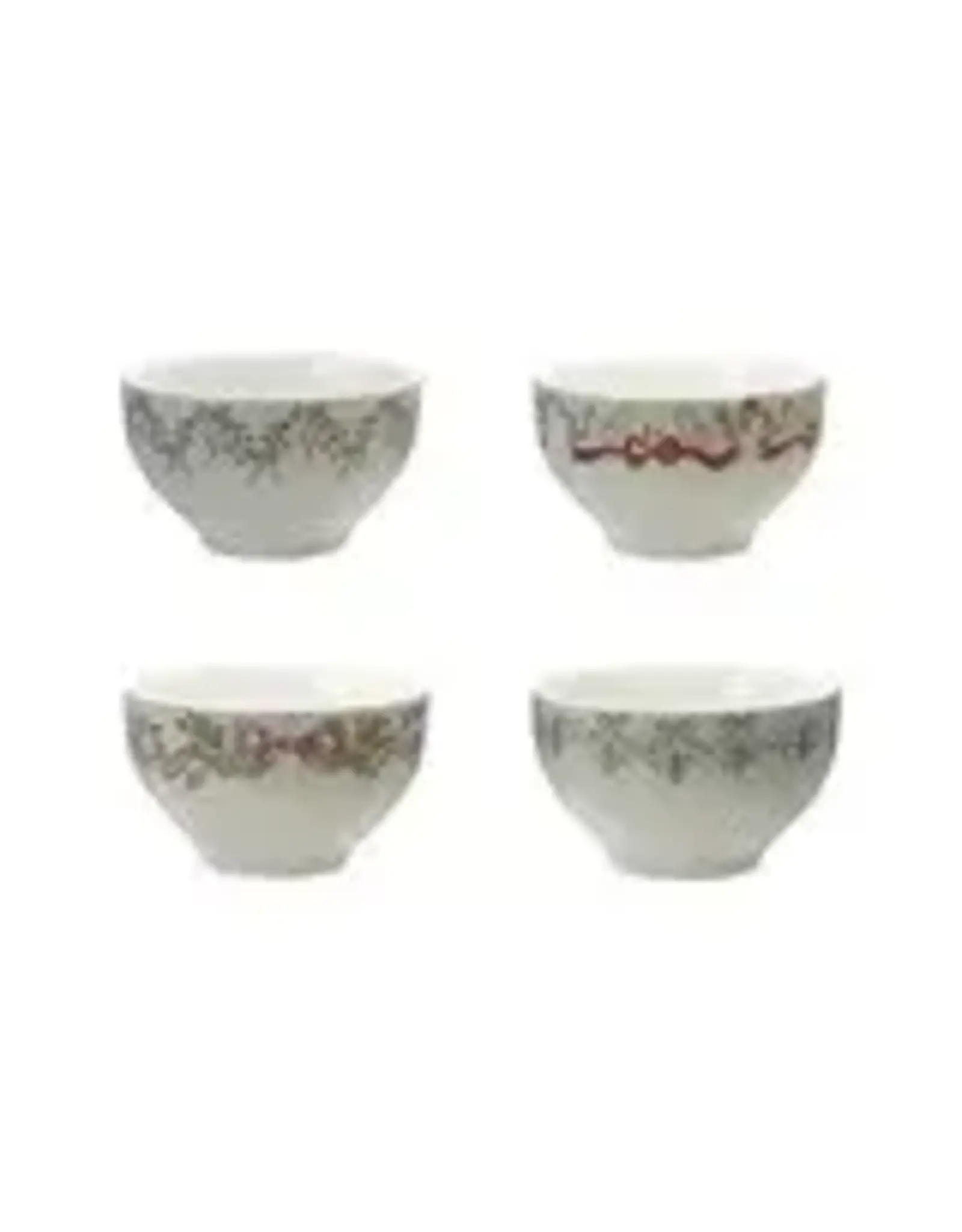 4-1/2" Round x 2-3/4"H Stoneware Bowl with Bows, 4 Styles  each XS8493A