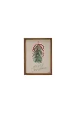 Wood Framed Wall Décor w/ Holly & Bow "Merry Christmas" XS8539