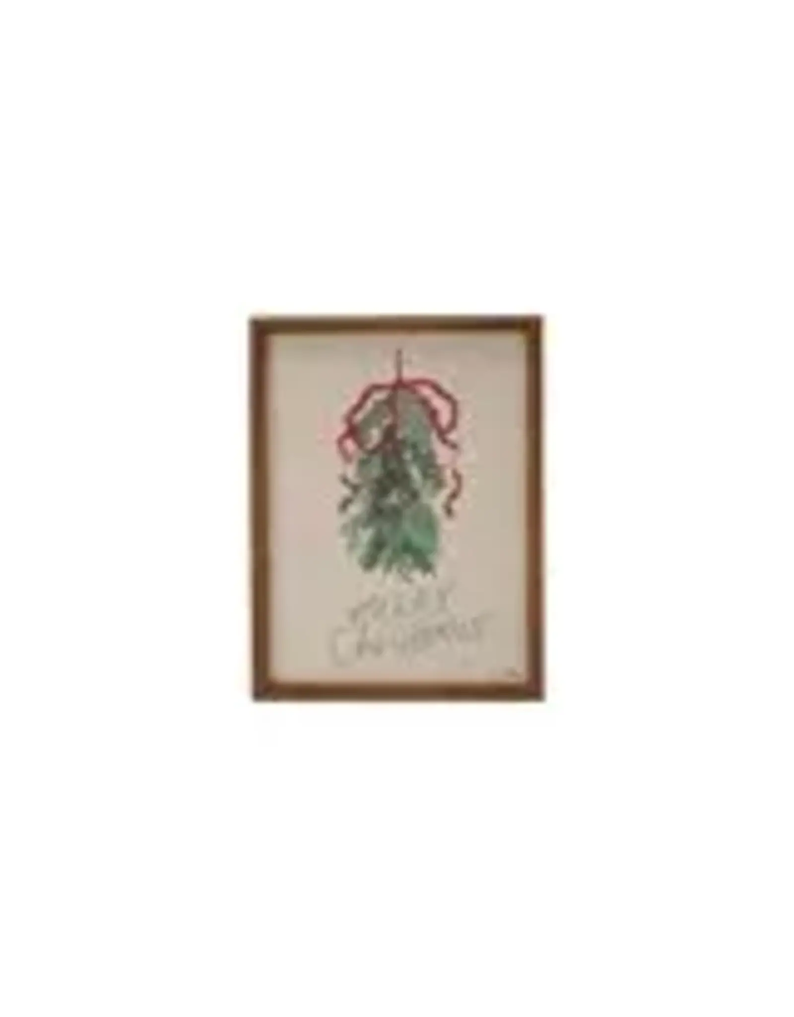 Wood Framed Wall Décor w/ Holly & Bow "Merry Christmas" XS8539
