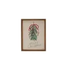 Wood Framed Wall Décor w/ Holly & Bow "Merry Christmas" XS8539