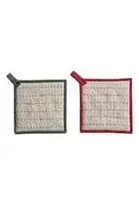 Woven Pot Holder with Hand-Embroidered 2 Styles , each XS8718A