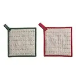 Woven Pot Holder with Hand-Embroidered 2 Styles , each XS8718A