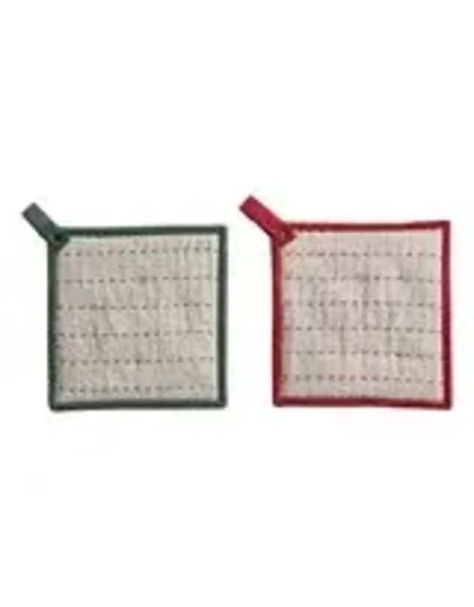 Woven Pot Holder with Hand-Embroidered 2 Styles , each XS8718A