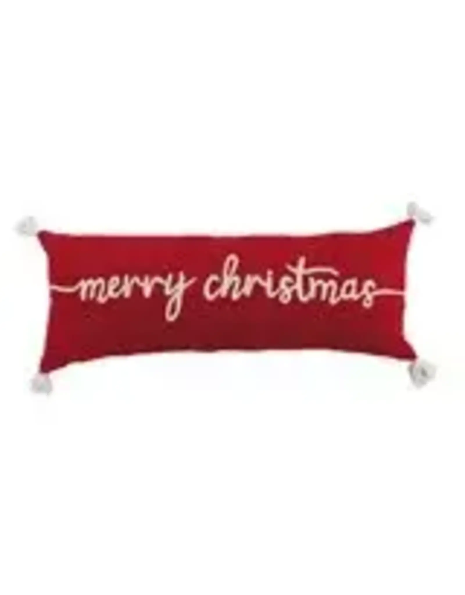 Lumbar Pillow with Tassels & Embroidered "Merry Christmas XS8915