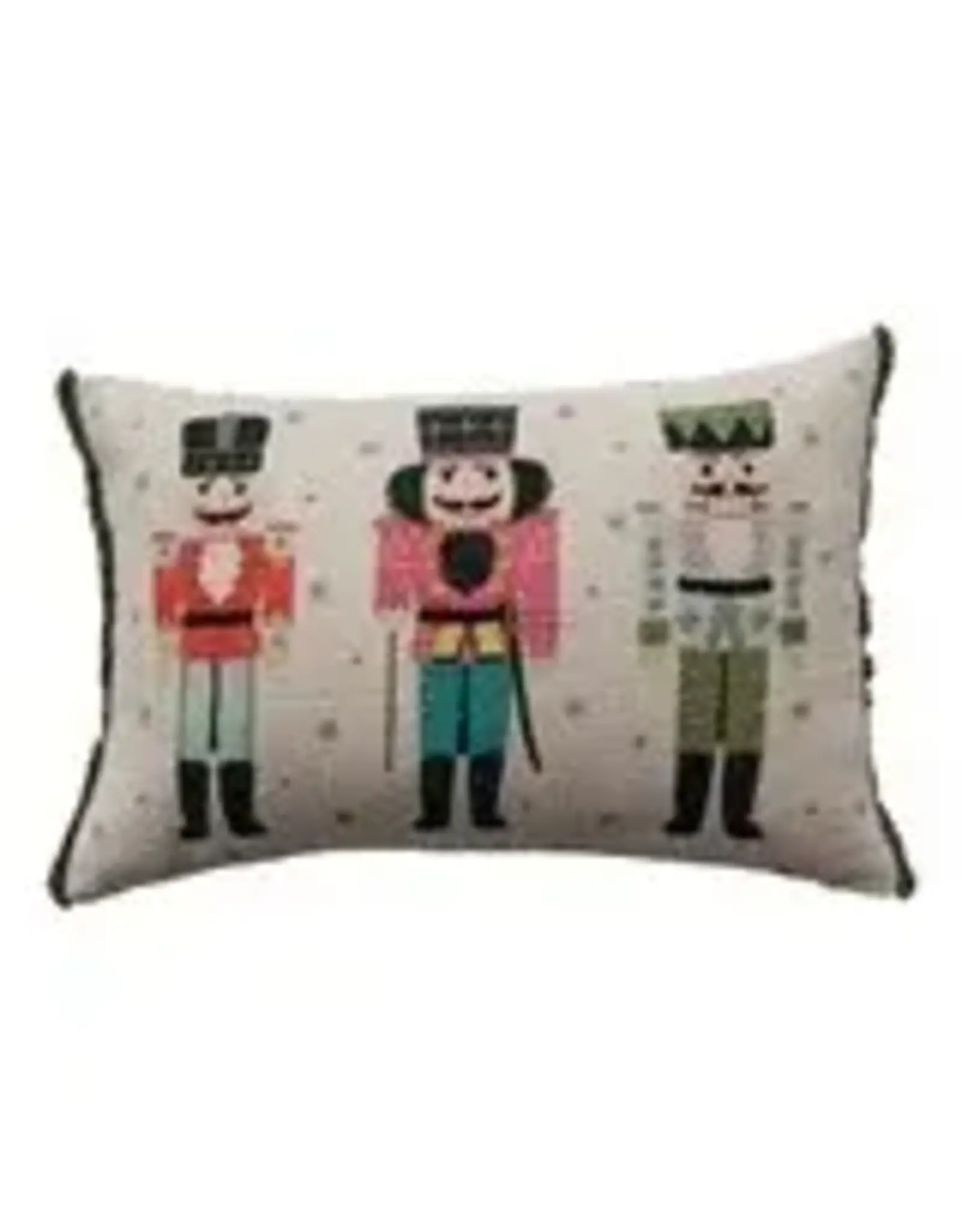 Cotton Slub Printed Lumbar Pillow with Eyelash Fringe XS8918