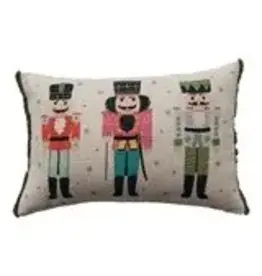 Cotton Slub Printed Lumbar Pillow with Eyelash Fringe XS8918