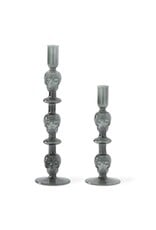 Gray Glass Skull Taper Candleholders  42530A