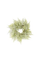 14.5 Inch Glittered Snowy Fern Candle Ring 55096B