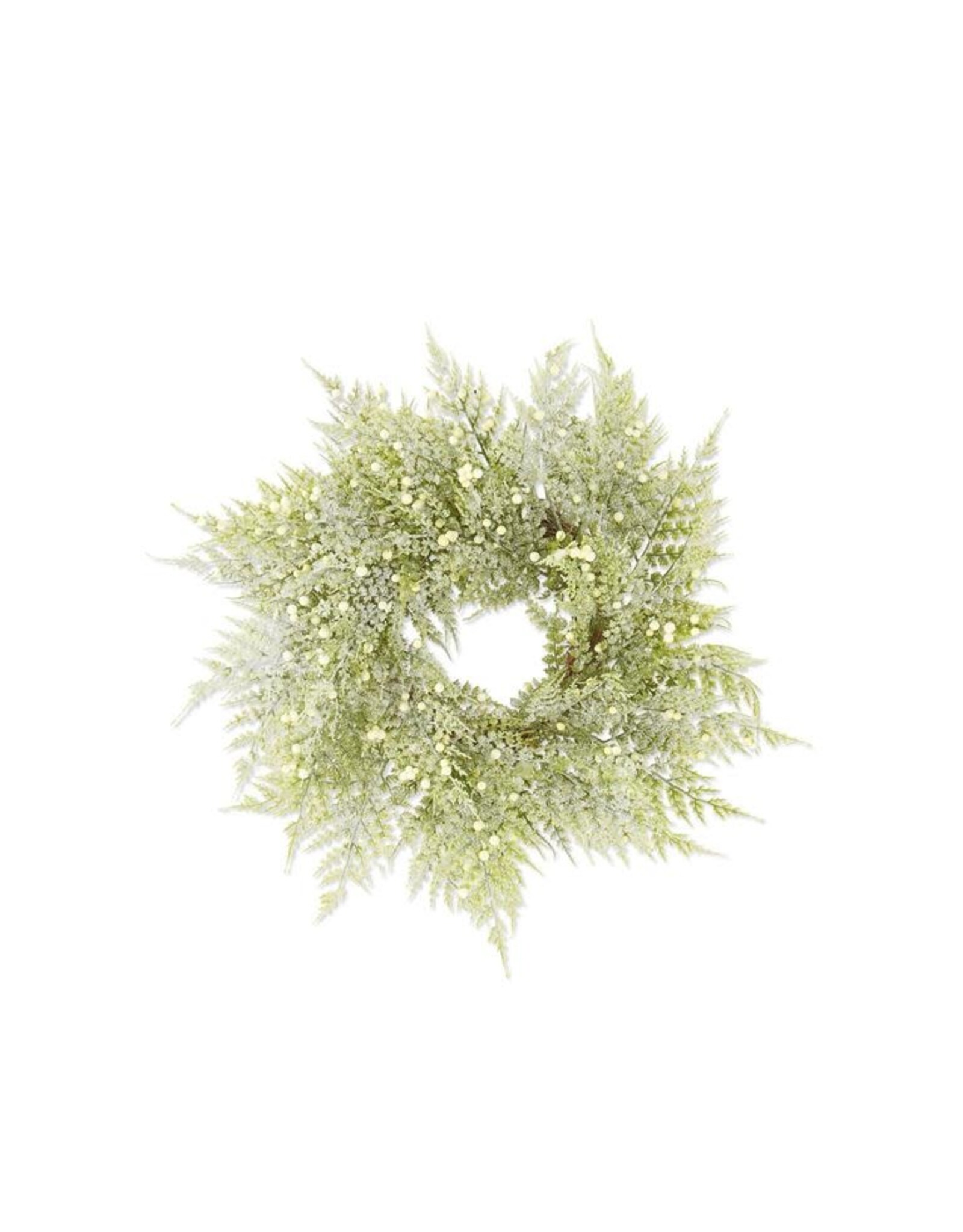 14.5 Inch Glittered Snowy Fern Candle Ring 55096B