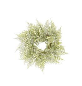 14.5 Inch Glittered Snowy Fern Candle Ring 55096B