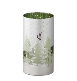 7.75 Inch White & Green Frosted Glass Deer 56375N-GR