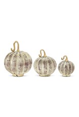 White & Tan Distressed Glass Pumpkins 42272A