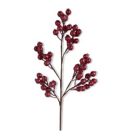 27" Red Crackle Glitter Rosehip Stem   51108A-RD