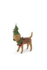 6 Inch Brown Wool Dog W/Tree Hat  Item #: 52033C