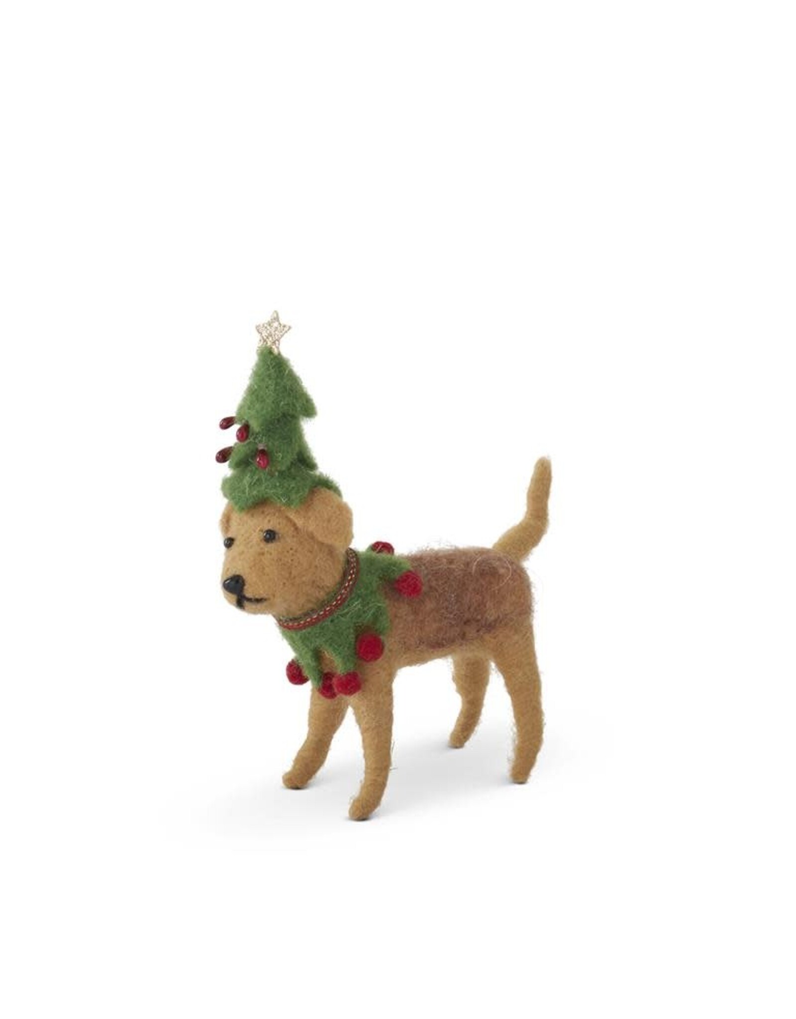 6 Inch Brown Wool Dog W/Tree Hat  Item #: 52033C