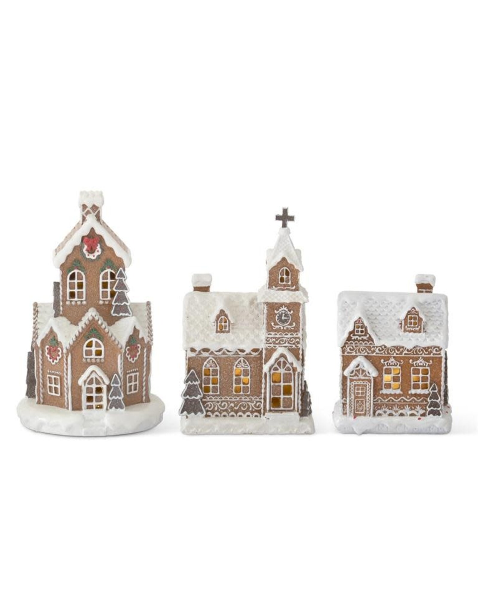 Resin Gingerbread LED Houses w/Timer 56043A