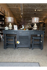 TAB259 Farmhouse Console w Stools 78.7x17.3x36.2"H