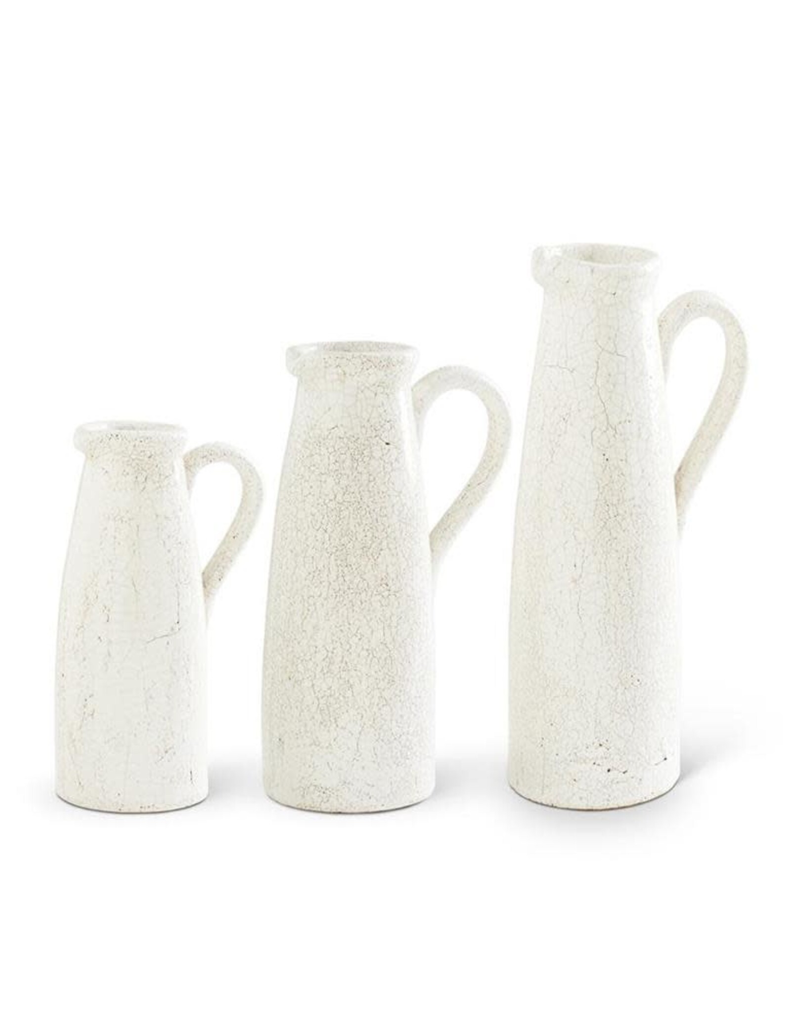 White Ceramic Crackled Pitcher 12346G
