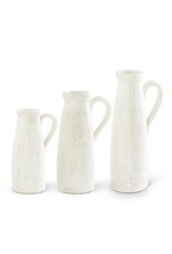 White Ceramic Crackled Pitcher 12346G