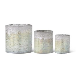 Lt Green Matte Glass Cylinder Container 16107B