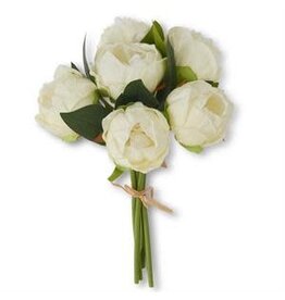 12"  White Real Touch Peony Bundle (6 Stem) 17988A-WH