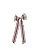 1"L x 10"W  Cotton Clip-on Bow w/ Stripes, Natural & Red XS9105
