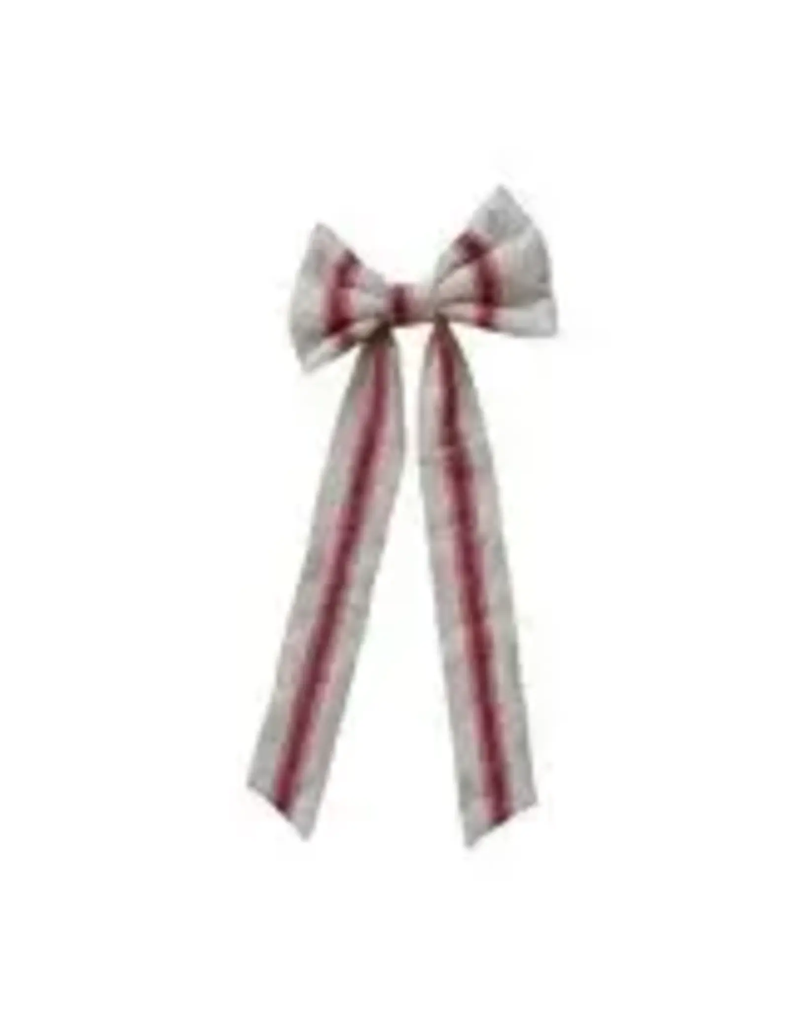 1"L x 10"W  Cotton Clip-on Bow w/ Stripes, Natural & Red XS9105