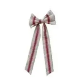 1"L x 10"W  Cotton Clip-on Bow w/ Stripes, Natural & Red XS9105