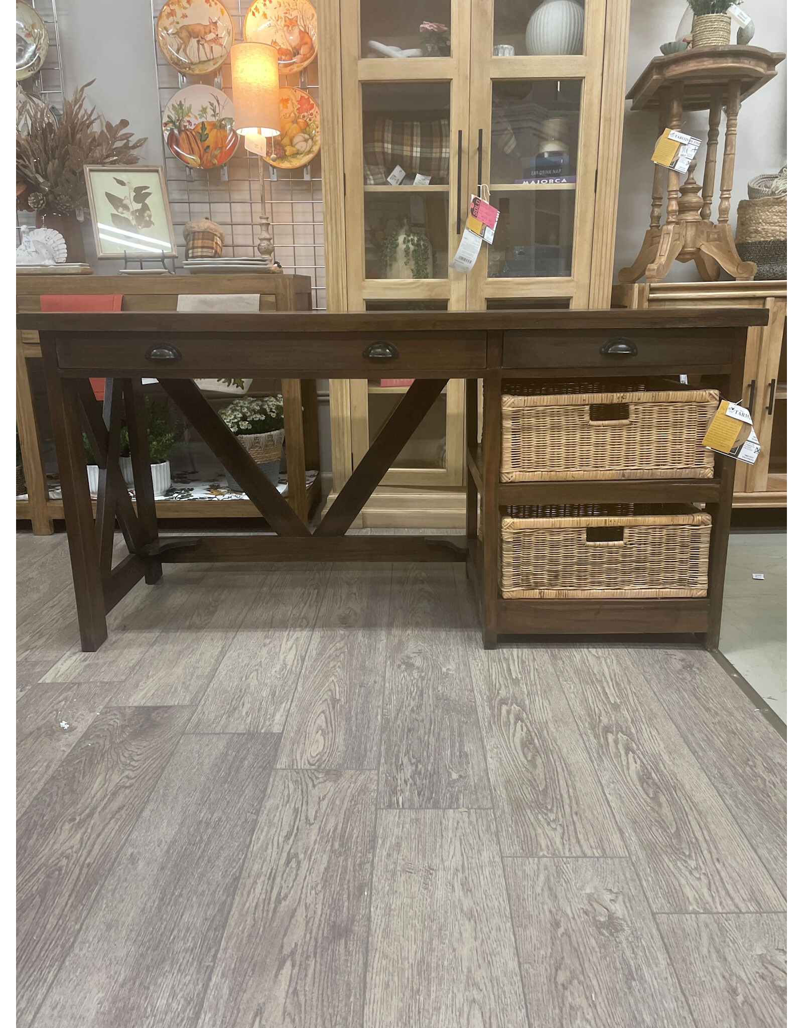 TAB352 Home Office 2Drw w baskets 60.2x22x29.8"H
