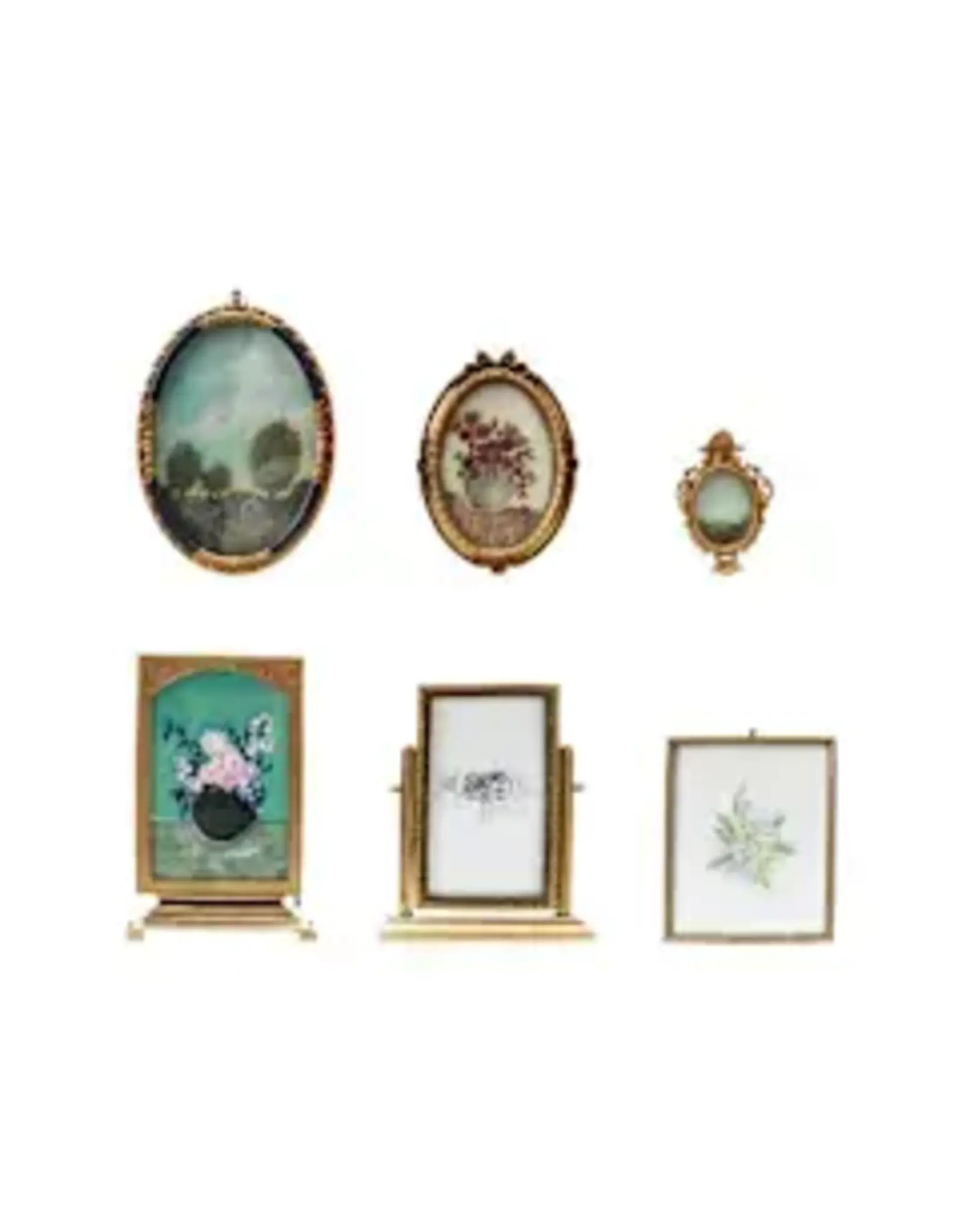 Pewter and Glass Photo Frame w/ Art DG0744
