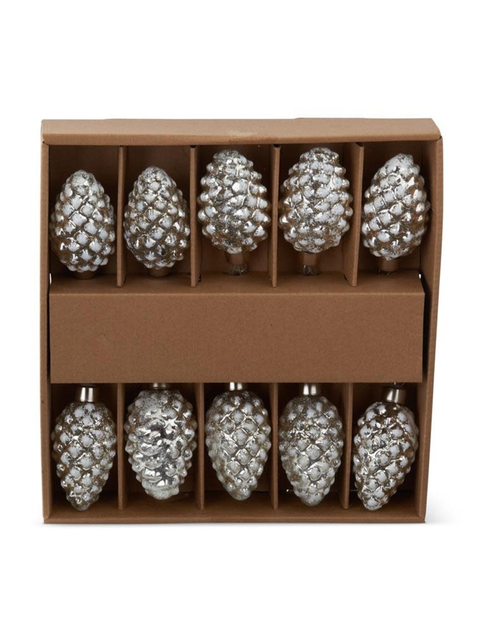 43" Mercury Glass LED White Pinecone Garland 56350A-WH