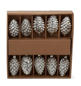 43" Mercury Glass LED White Pinecone Garland 56350A-WH
