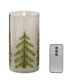 7.75 Inch Jeweled Christmas Candle Slip Cover LED w/Remote 56373C